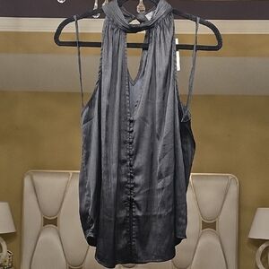 Anthropologie Charcoal Halter Blouse